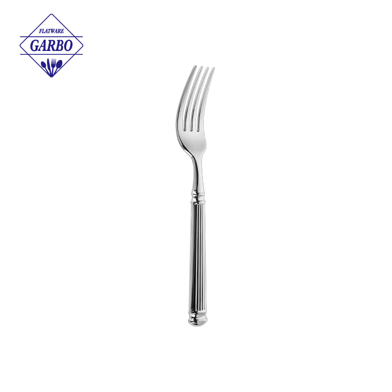 High quality silver America popular stainless steel dessert fork with embossed line handle