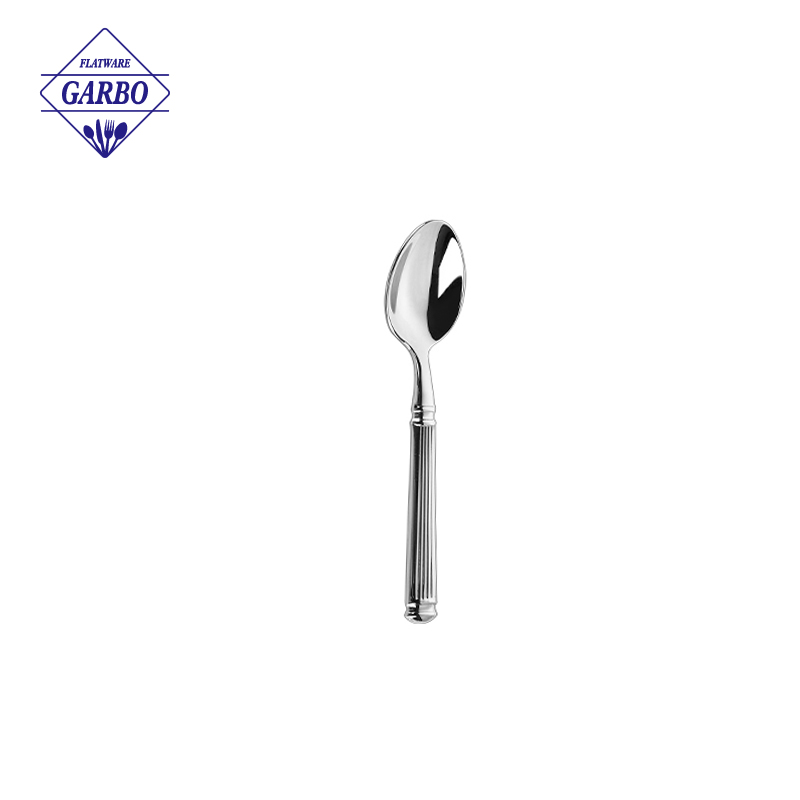 High quality silver America popular stainless steel dessert fork with embossed line handle