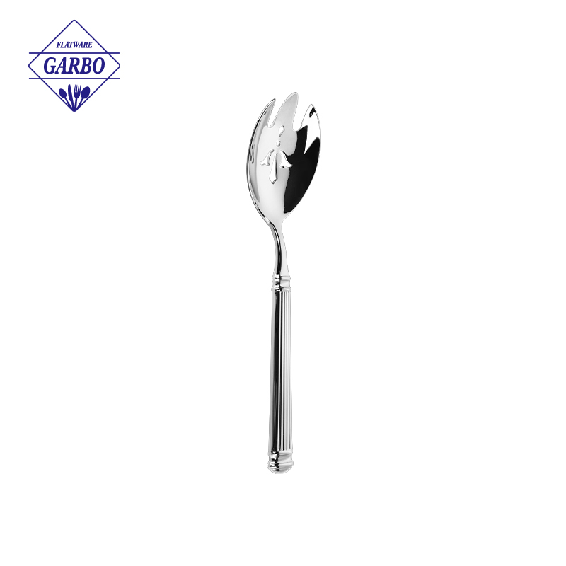 2024 New arrival silver stainless steel cake spatula with special stripe handle for dessert