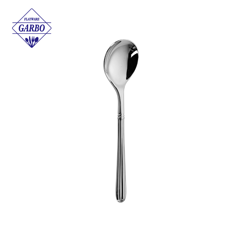 High-end silverware stainless steel salad spoon with Roman pillars style handle