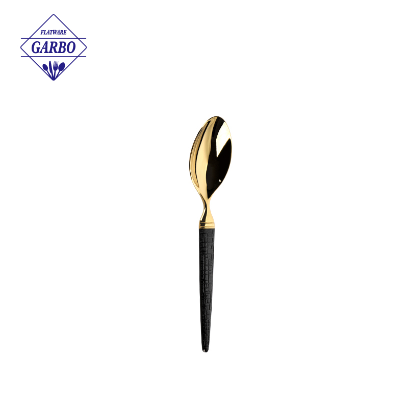 Special new style gold stainless steel table knife with bullet shape black painted handle