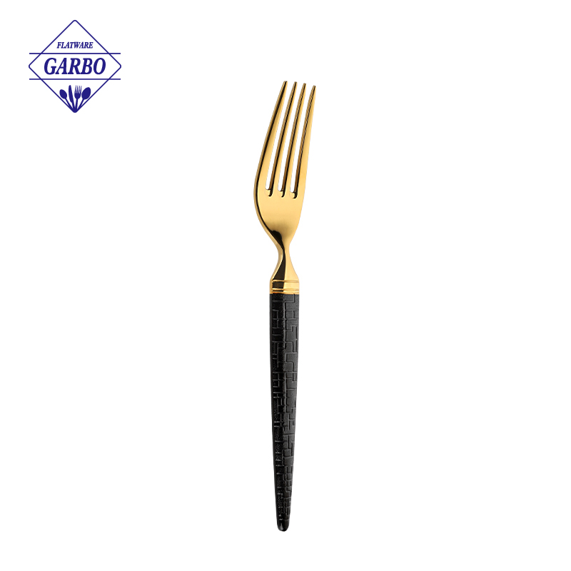 Special new style gold stainless steel table knife with bullet shape black painted handle