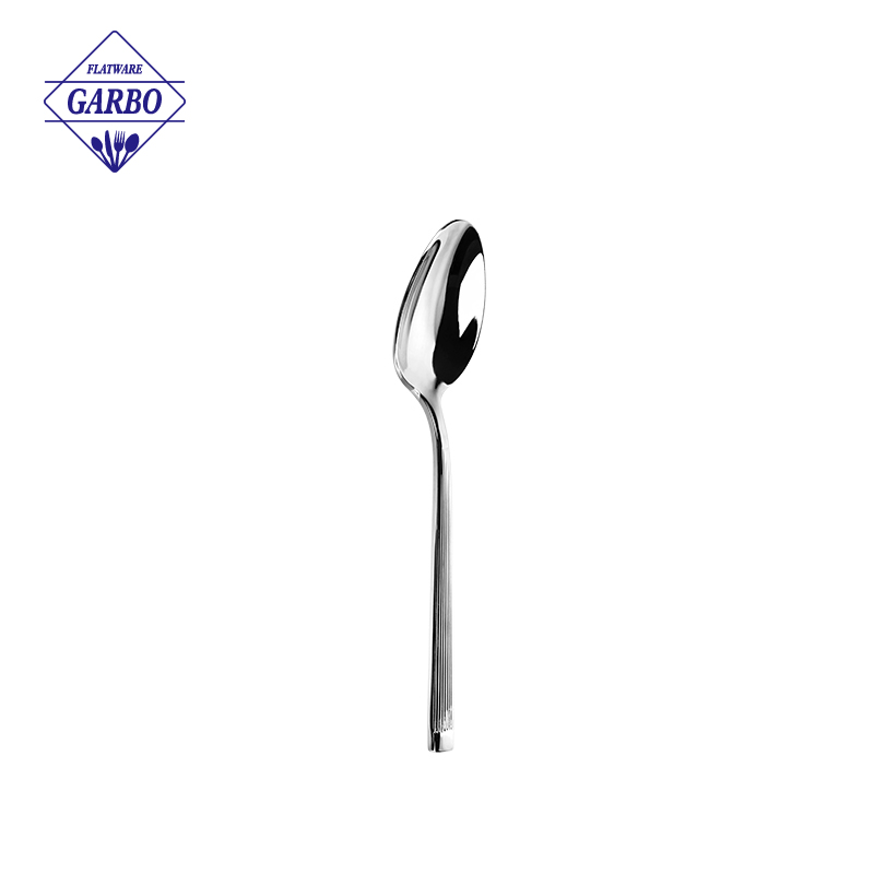 High quality sliver dinner spoon with stripe shape handle design 