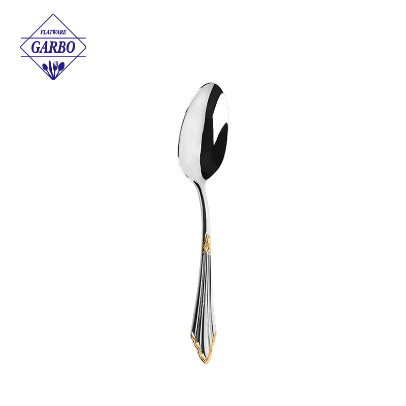 High quality sliver dinner spoon with stripe shape handle design 