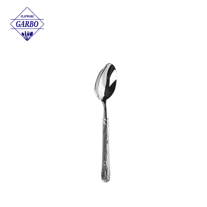 High quality sliver dinner spoon with stripe shape handle design 