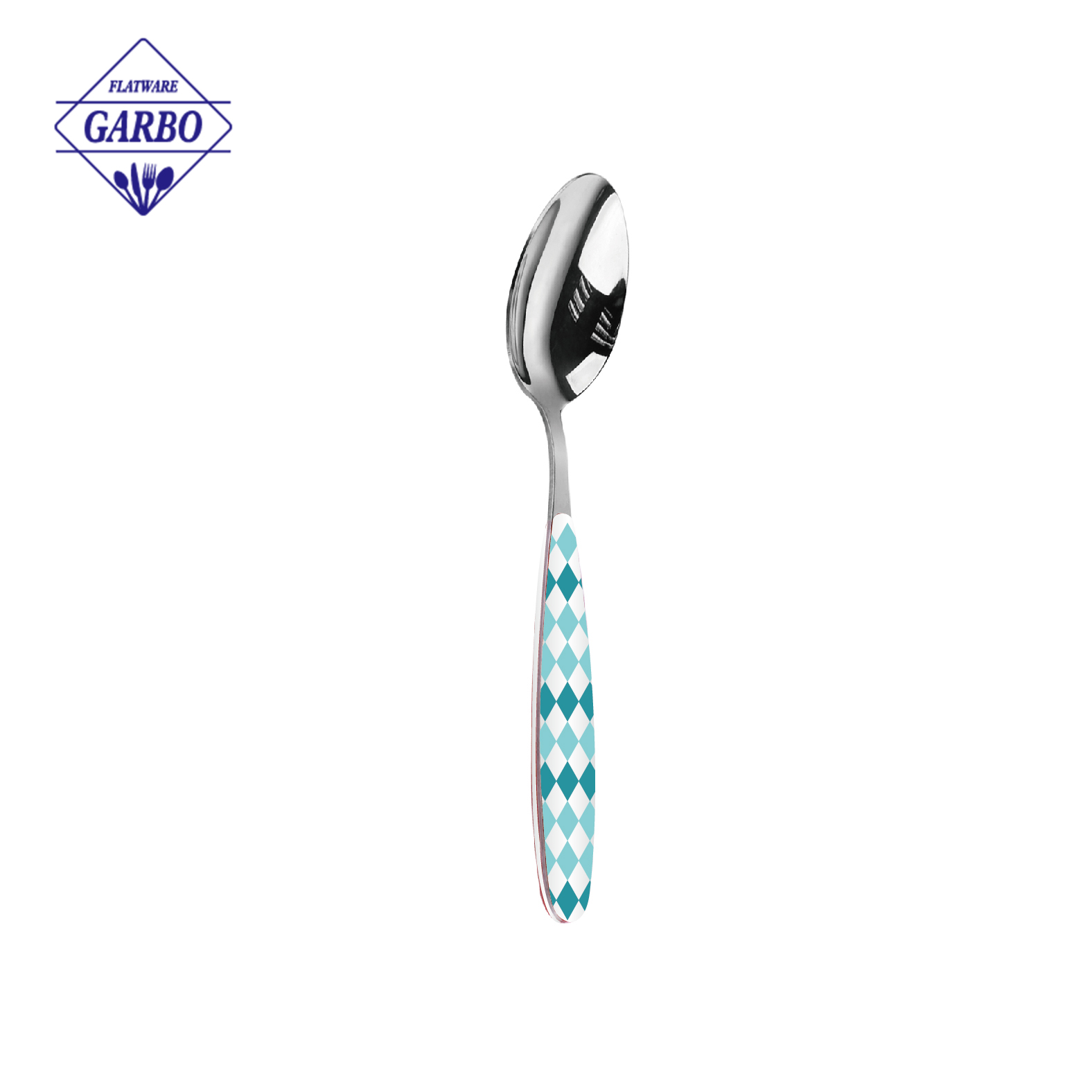 410 Cheap Stainless Steel Dinner Spoon with ABS Plastic Handle