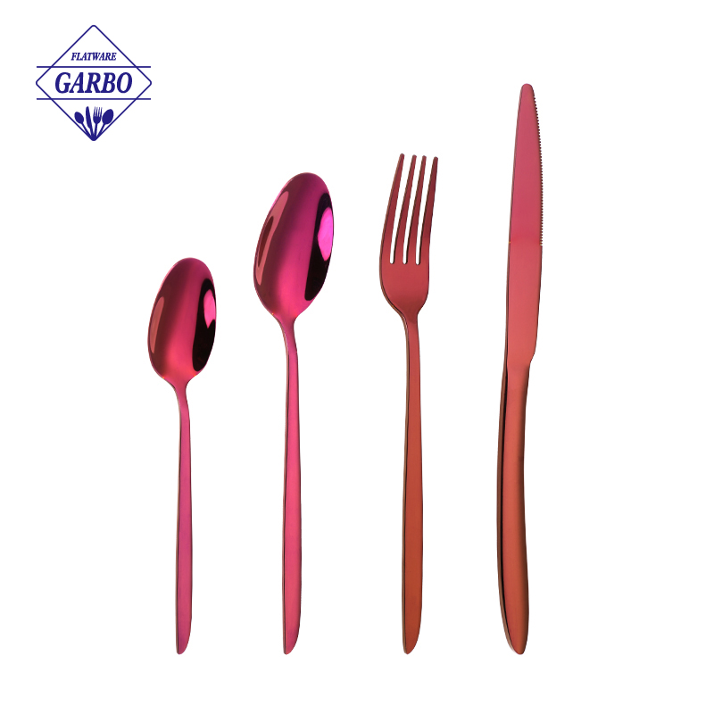 4PCS Cutlery with Purple Color with Simple Design Handle Stainless Steel Flatware Set wholesale market in China