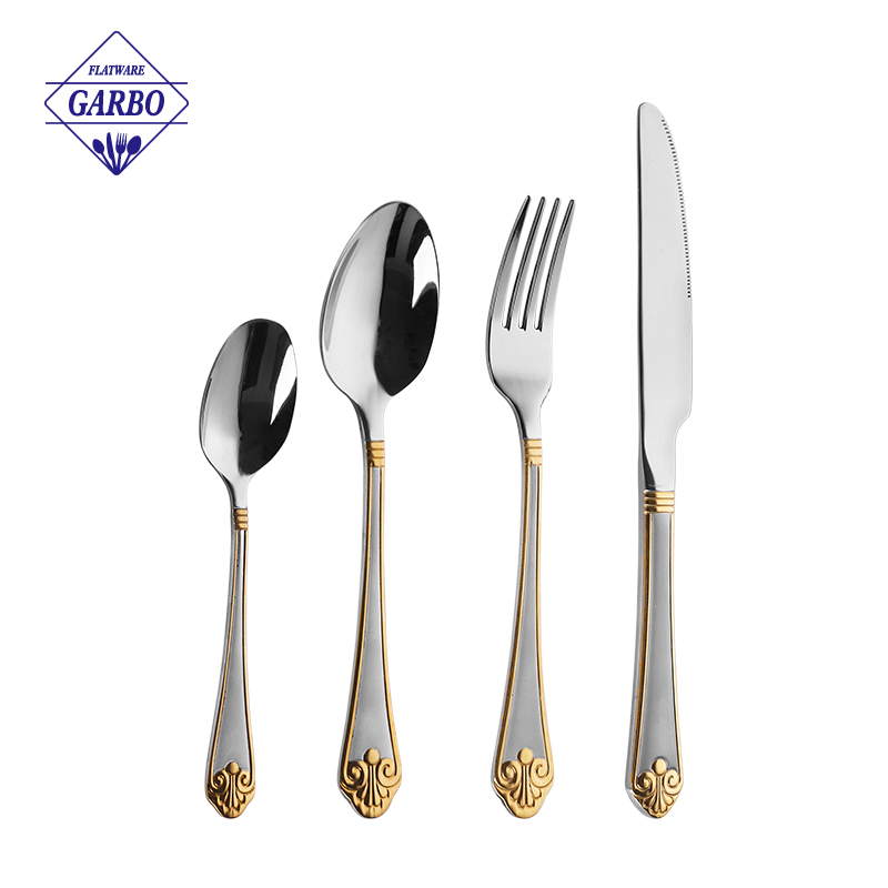 Mirror polish stainless steel tea spoon with gold color