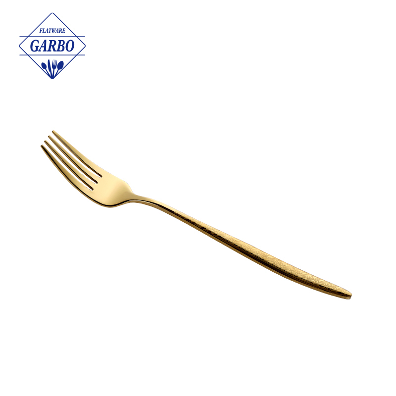 Classic stainless steel fork for dinner with engraved handle