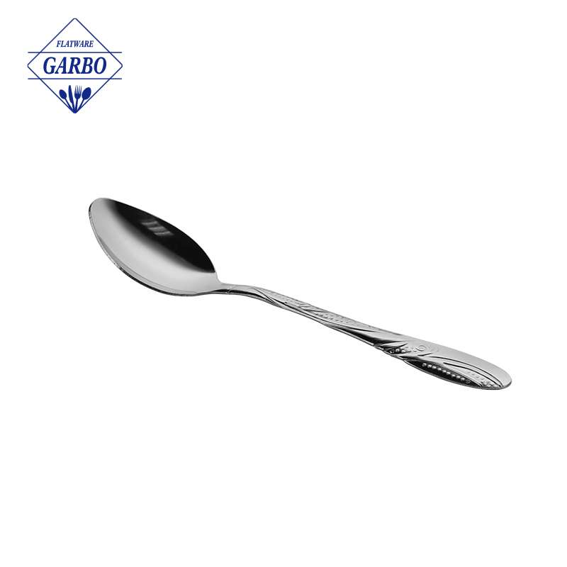 Luxury gold plated stainless steel spoon with engraved handle