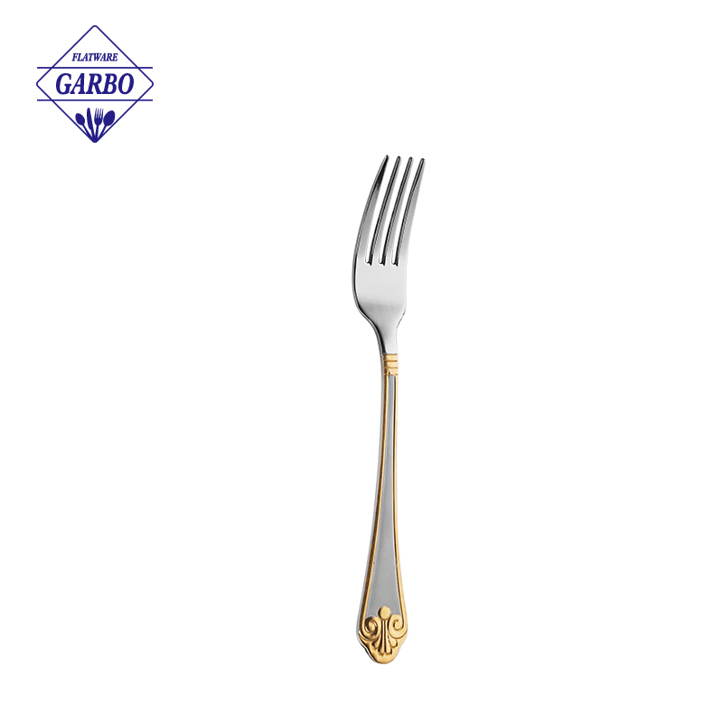 Hot Selling 410(18/0) Stainless Steel Dinner Fork with Gold Plating