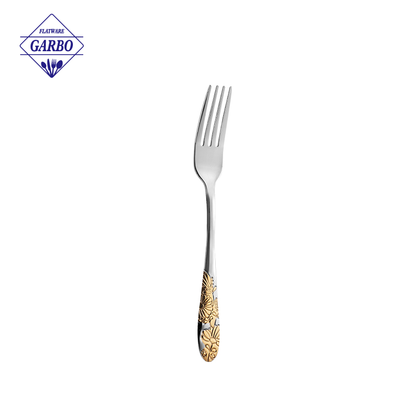 Hot Selling 410(18/0) Stainless Steel Dinner Fork with Gold Plating