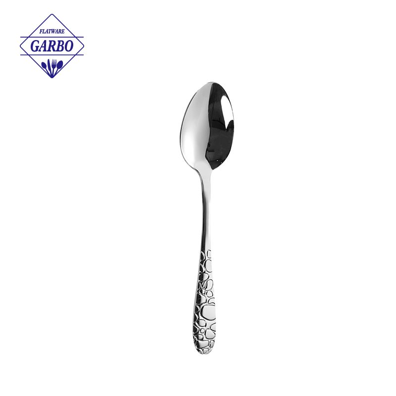 Factory Hot Selling 410(18/0) SS Dinner Spoon with Embossed Handle