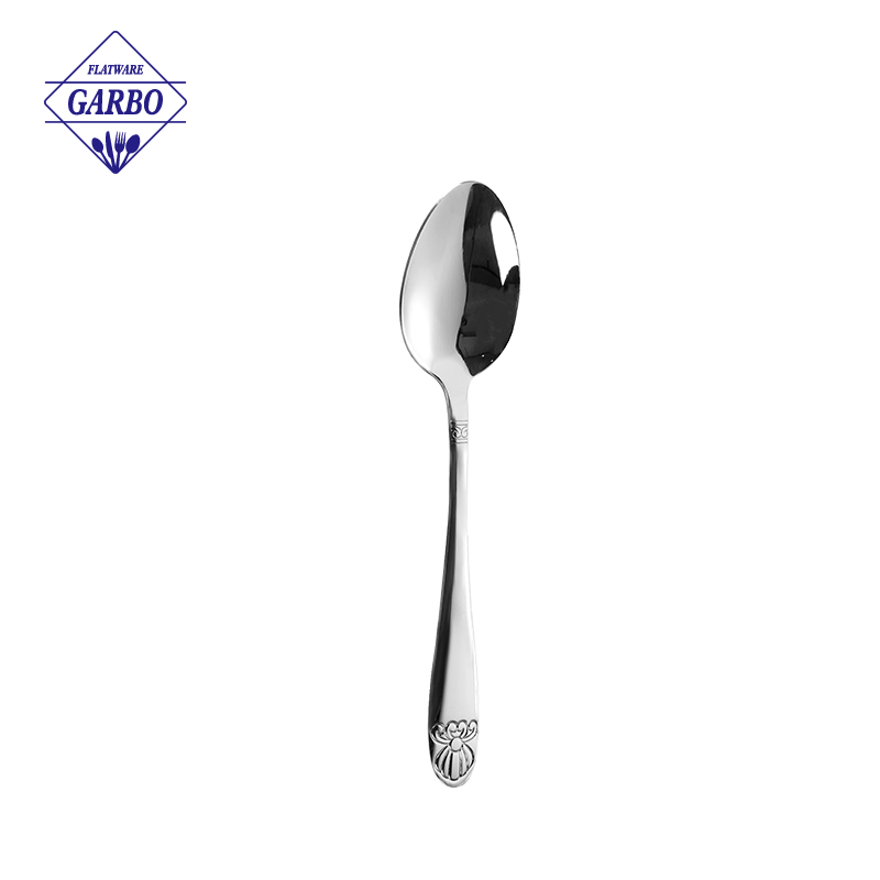 Factory Hot Selling 410(18/0) SS Dinner Spoon with Embossed Handle