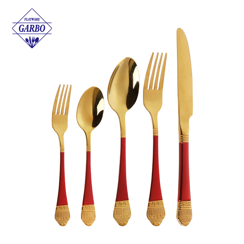 Engraved design silverware set made in China cutlery factory