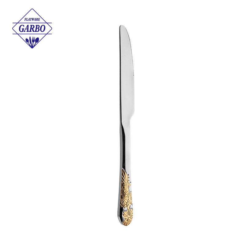 China Produce Dinner Knife with 410SS Gold Plating for Wholesalers