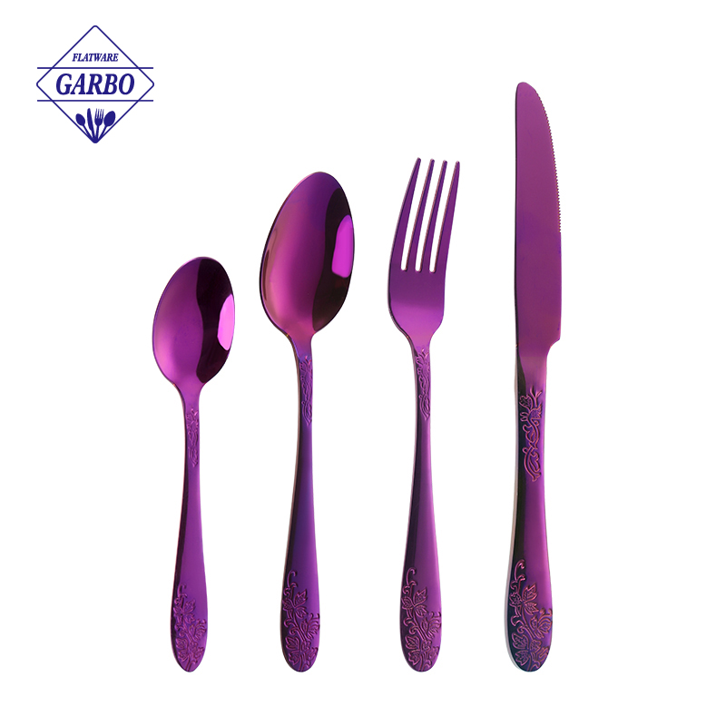 New Arrival Tableware Flower Pattern Handle Cutlery set