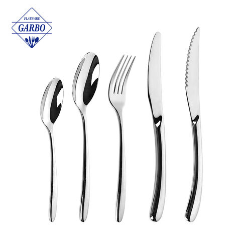 5pcs 316SS Stainless Steel Dinner Cutlery Set With High Quality Polish Silver Flatware