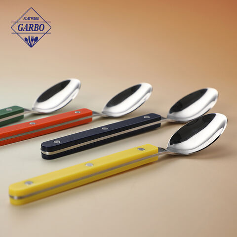 Wholesale Colorful Plastic Handle Dinner Spoon with Three Rivets