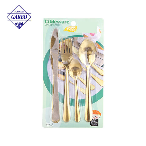 Gold stainless steel cutlery set with cheap price manufacturer china