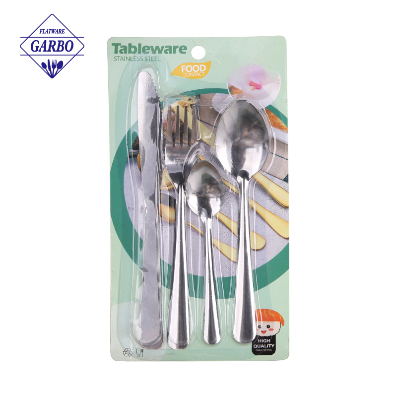  Cheap 4pcs flatware stainless steel silver color cutlery set