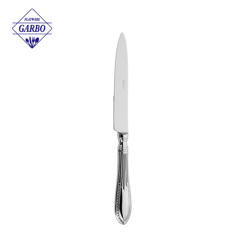 New Design High-End Silver Stainless Steel Steak Knife with Luxurious Forged Handle