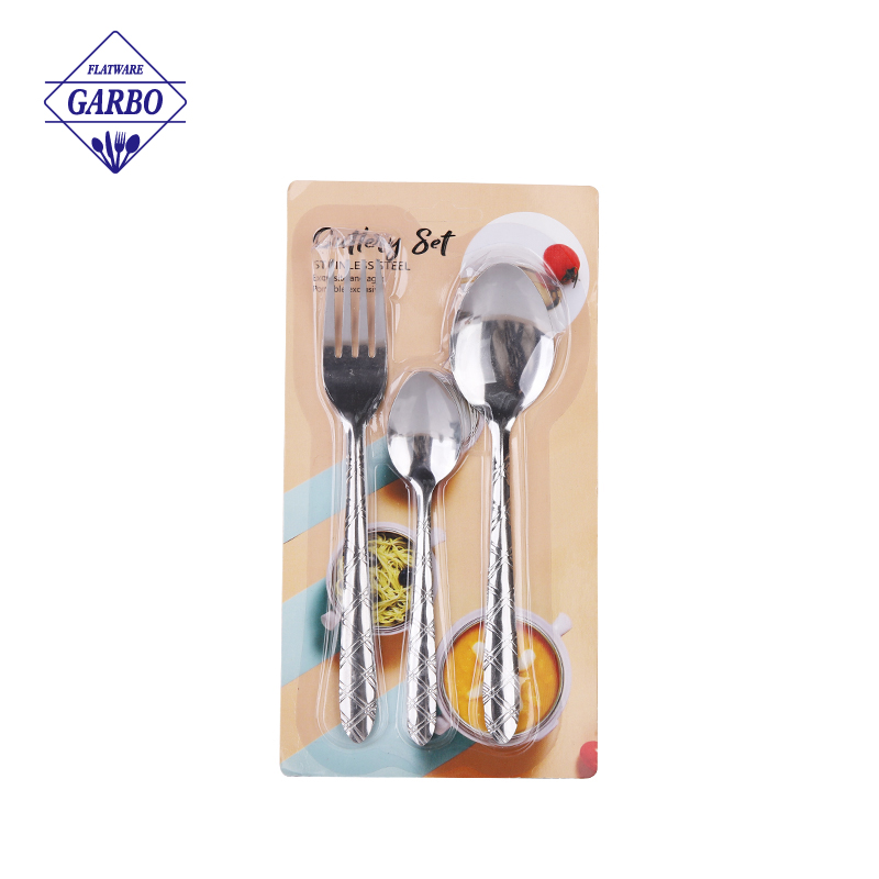 3PCS Factory Price Durable Silver Stainless Steel Flatware Sets for Home Hotel