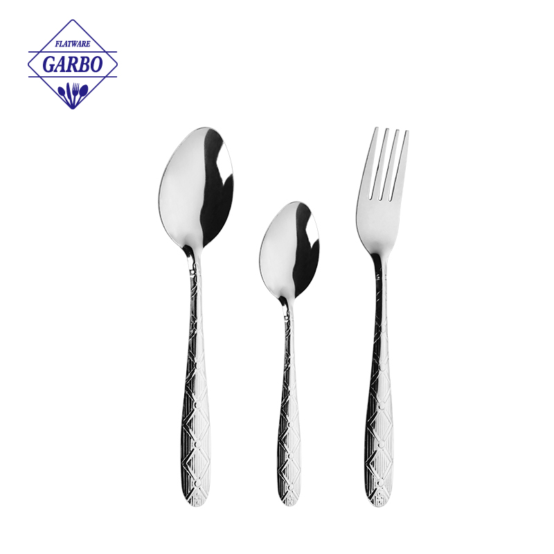 Elegant Silver Stainless Steel Flatware Sets with Diamond Design Handle manufacturer china