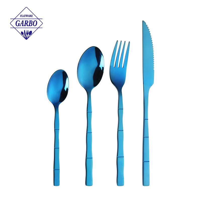 Blue plated stainless steel flatware