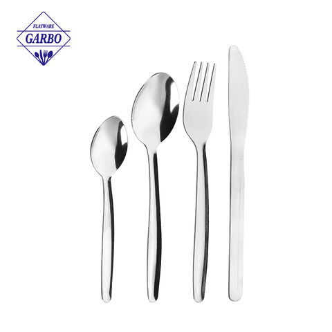 Sliver color stainless steel cutlery set 4pcs with thin thickness flatware making company